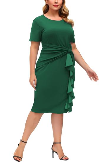 Kadın Büyük Beden Zümrüt Yeşili Drapeli Abiye Elbise